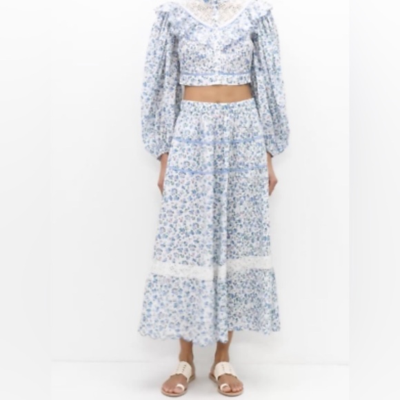 LoveShackFancy Egan top in blue jay song NWT - Picture 3 of 8